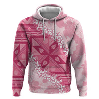 Bula Fiji Plumeria Tagimoucia Salusalu Pink Zip Hoodie Kaiviti Masi LT7 Pullover Hoodie Pink - Polynesian Pride