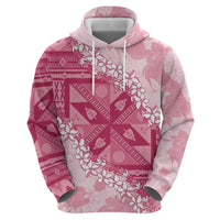 Bula Fiji Plumeria Tagimoucia Salusalu Pink Zip Hoodie Kaiviti Masi LT7 - Polynesian Pride