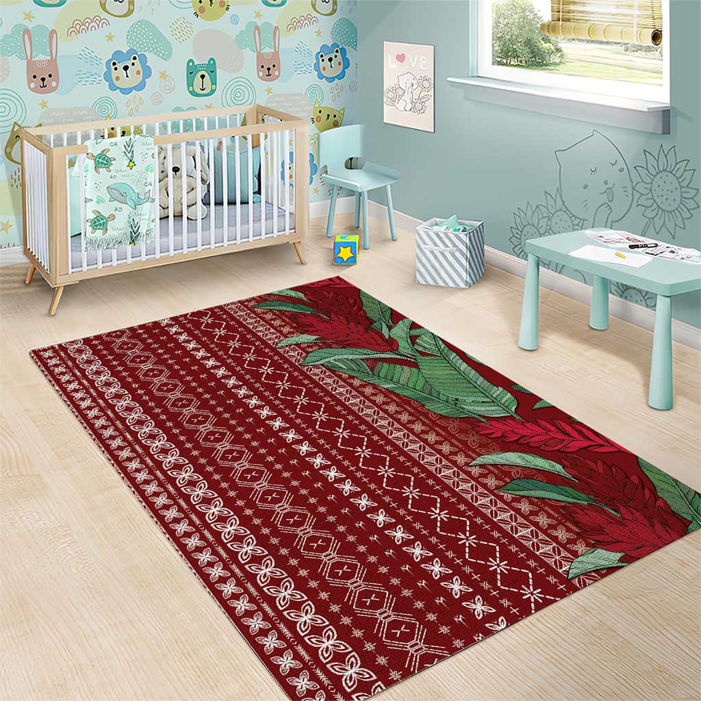 Women's Day Samoa Malu Tattoo Inspired Mix Teuila Area Rug Scarlet