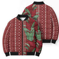 Women's Day Samoa Malu Tattoo Inspired Mix Teuila Bomber Puffer Jacket Scarlet