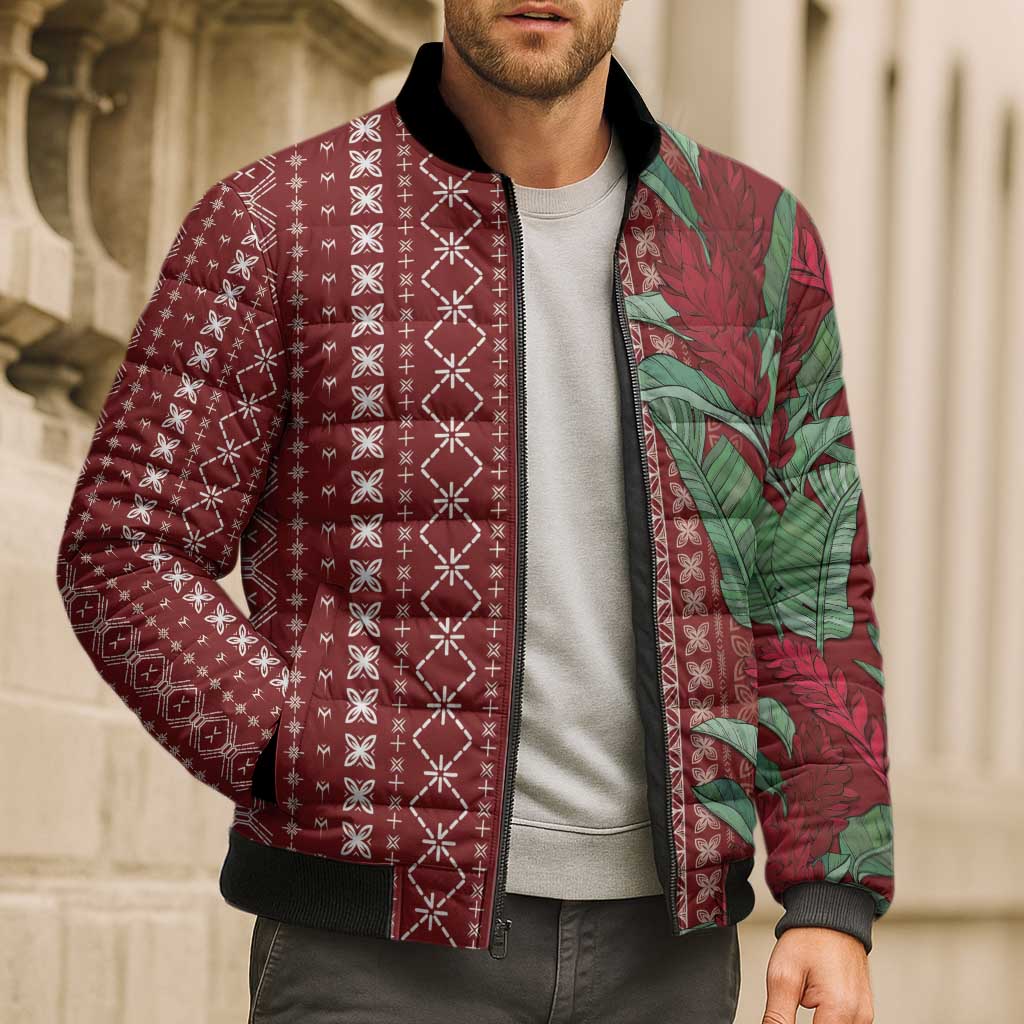 Women's Day Samoa Malu Tattoo Inspired Mix Teuila Bomber Puffer Jacket Scarlet