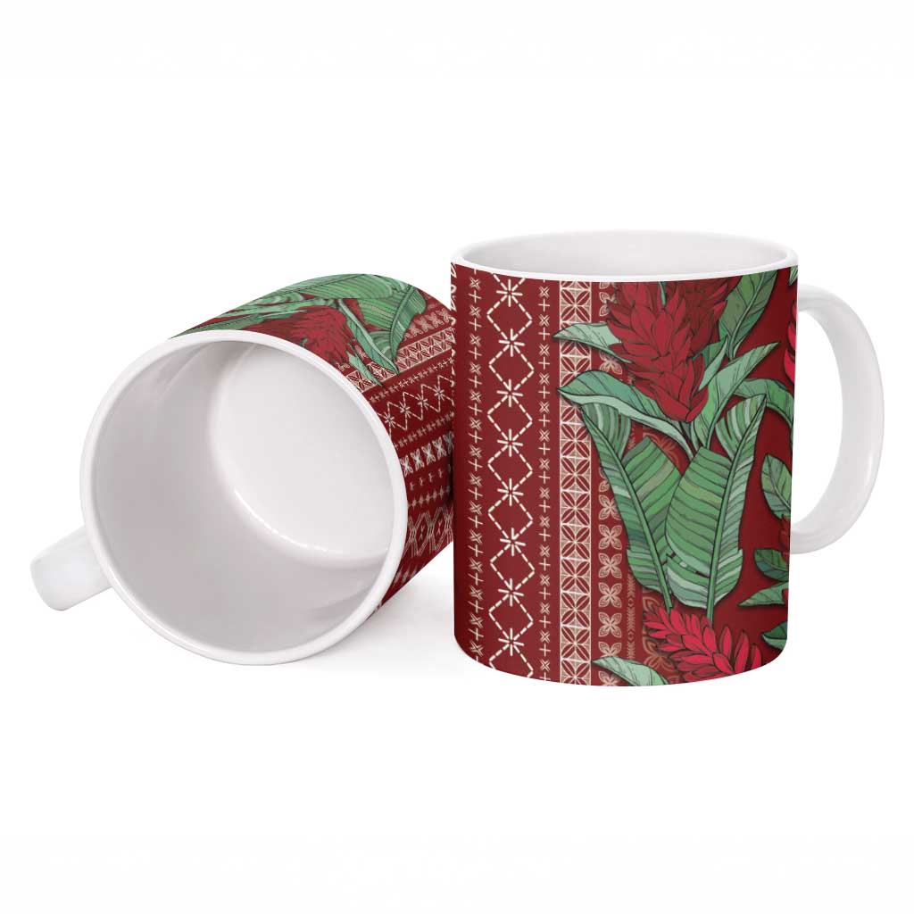 Women's Day Samoa Malu Tattoo Inspired Mix Teuila Ceramic Mug Scarlet
