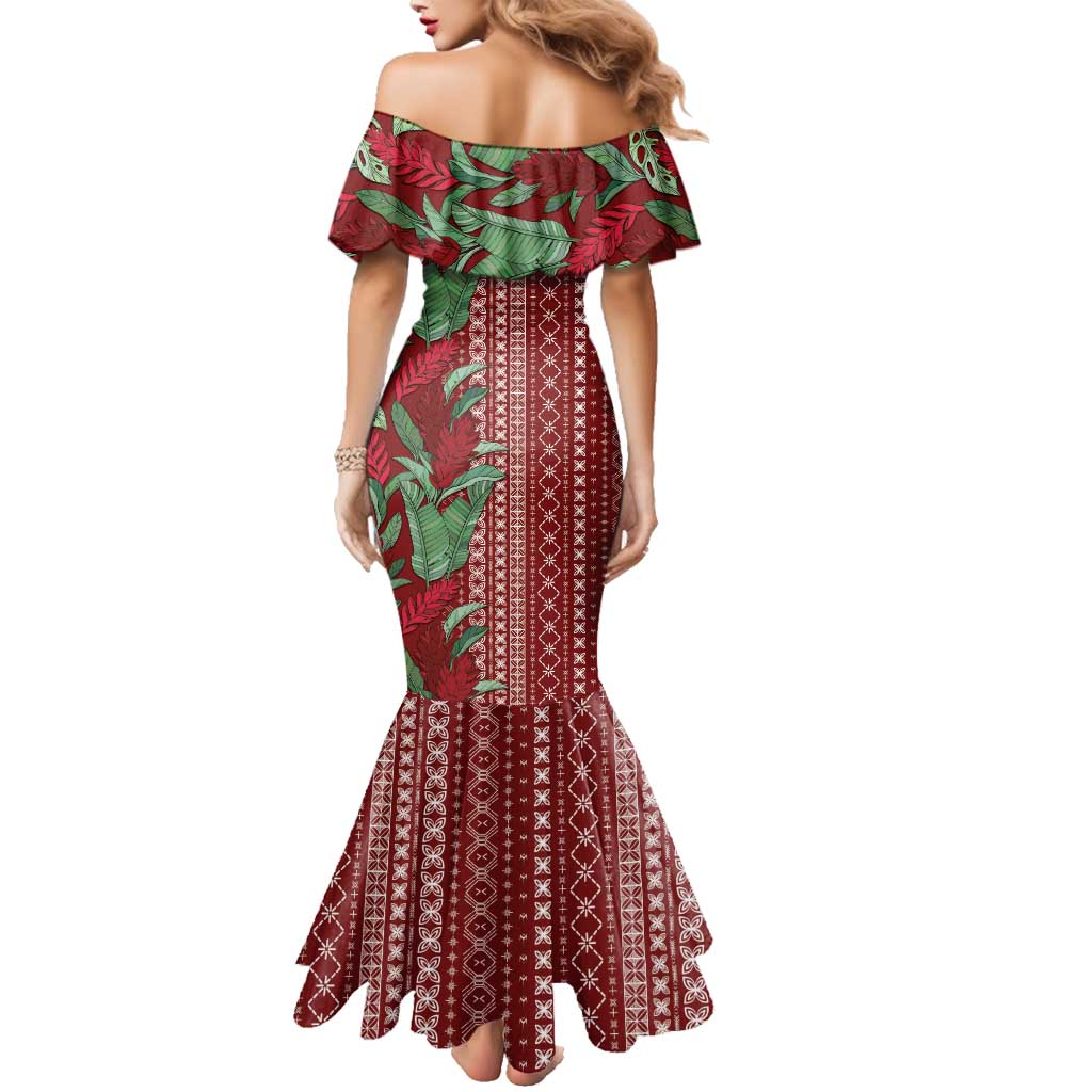 Women's Day Samoa Malu Tattoo Inspired Mix Teuila Family Matching Mermaid Dress and Hawaiian Shirt Scarlet LT7 - Polynesian Pride