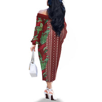 Women's Day Samoa Malu Tattoo Inspired Mix Teuila Family Matching Off The Shoulder Long Sleeve Dress and Hawaiian Shirt Scarlet LT7 - Polynesian Pride