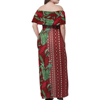 Women's Day Samoa Malu Tattoo Inspired Mix Teuila Family Matching Off Shoulder Maxi Dress and Hawaiian Shirt Scarlet LT7 - Polynesian Pride