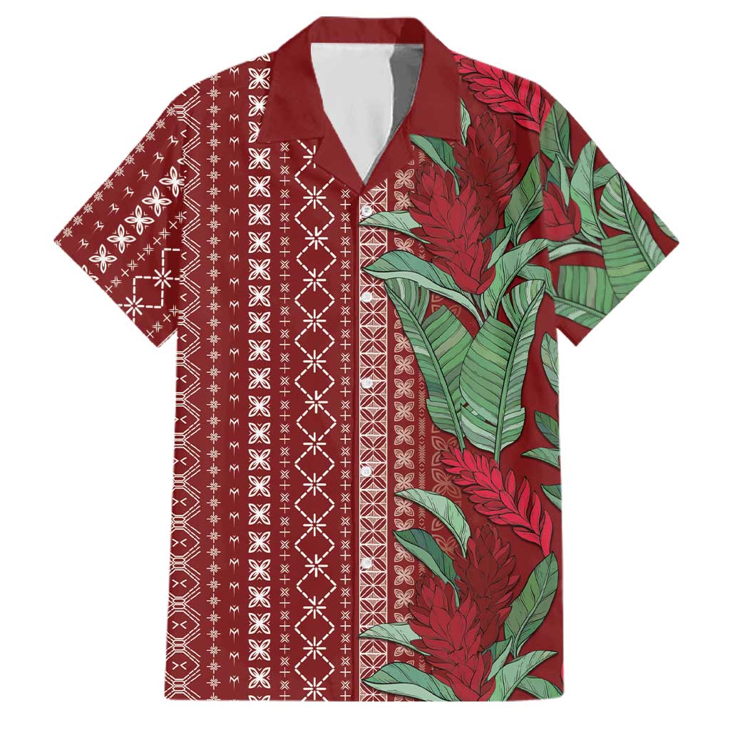 Women's Day Samoa Malu Tattoo Inspired Mix Teuila Family Matching Off Shoulder Short Dress and Hawaiian Shirt Scarlet LT7 Dad's Shirt - Short Sleeve Scarlet - Polynesian Pride