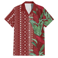 Women's Day Samoa Malu Tattoo Inspired Mix Teuila Family Matching Off Shoulder Short Dress and Hawaiian Shirt Scarlet LT7 Dad's Shirt - Short Sleeve Scarlet - Polynesian Pride