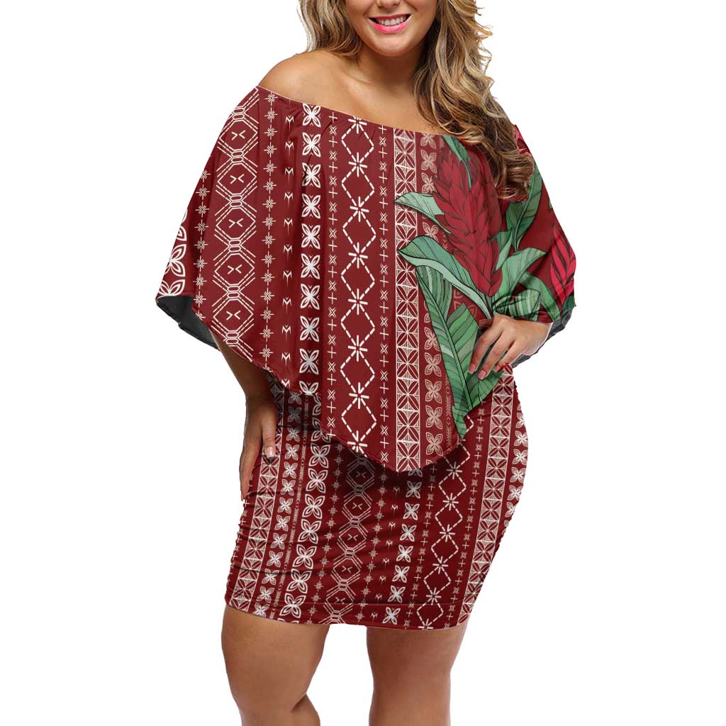 Women's Day Samoa Malu Tattoo Inspired Mix Teuila Family Matching Off Shoulder Short Dress and Hawaiian Shirt Scarlet LT7 Mom's Dress Scarlet - Polynesian Pride