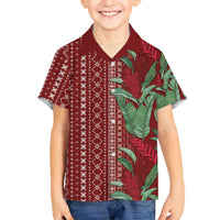Women's Day Samoa Malu Tattoo Inspired Mix Teuila Family Matching Off Shoulder Short Dress and Hawaiian Shirt Scarlet LT7 Son's Shirt Scarlet - Polynesian Pride