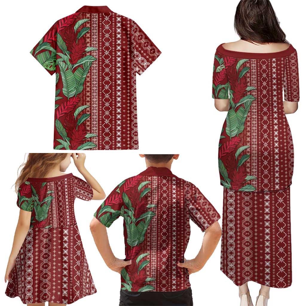 Women's Day Samoa Malu Tattoo Inspired Mix Teuila Family Matching Puletasi and Hawaiian Shirt Scarlet LT7 - Polynesian Pride
