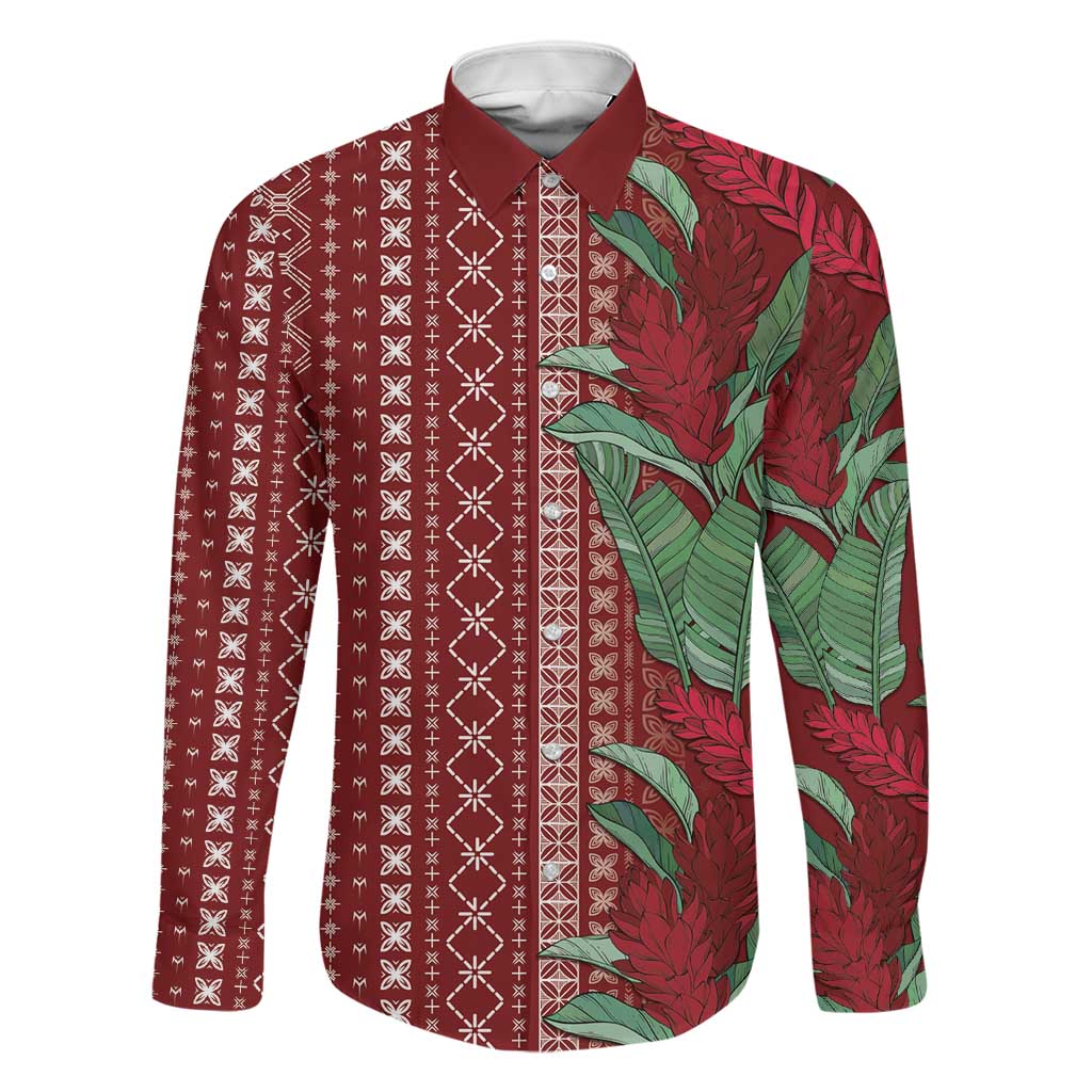 Women's Day Samoa Malu Tattoo Inspired Mix Teuila Family Matching Short Sleeve Bodycon Dress and Hawaiian Shirt Scarlet LT7 Dad's Shirt - Long Sleeve Scarlet - Polynesian Pride