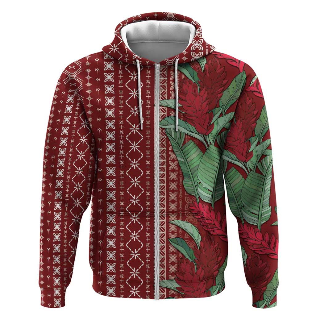 Women's Day Samoa Malu Tattoo Inspired Mix Teuila Hoodie Scarlet LT7 Zip Hoodie Scarlet - Polynesian Pride
