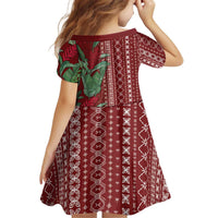 Women's Day Samoa Malu Tattoo Inspired Mix Teuila Kid Short Sleeve Dress Scarlet