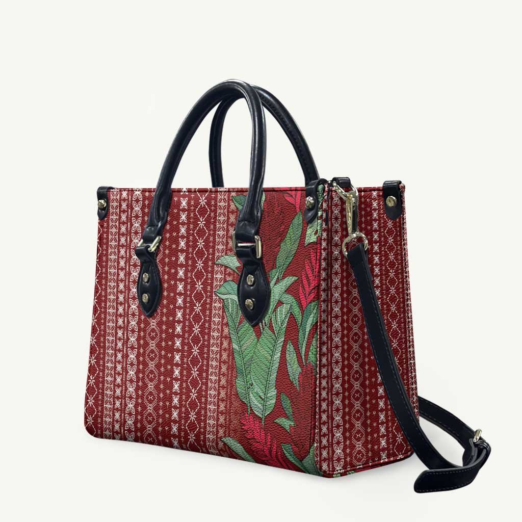 Women's Day Samoa Malu Tattoo Inspired Mix Teuila Leather Bag Scarlet