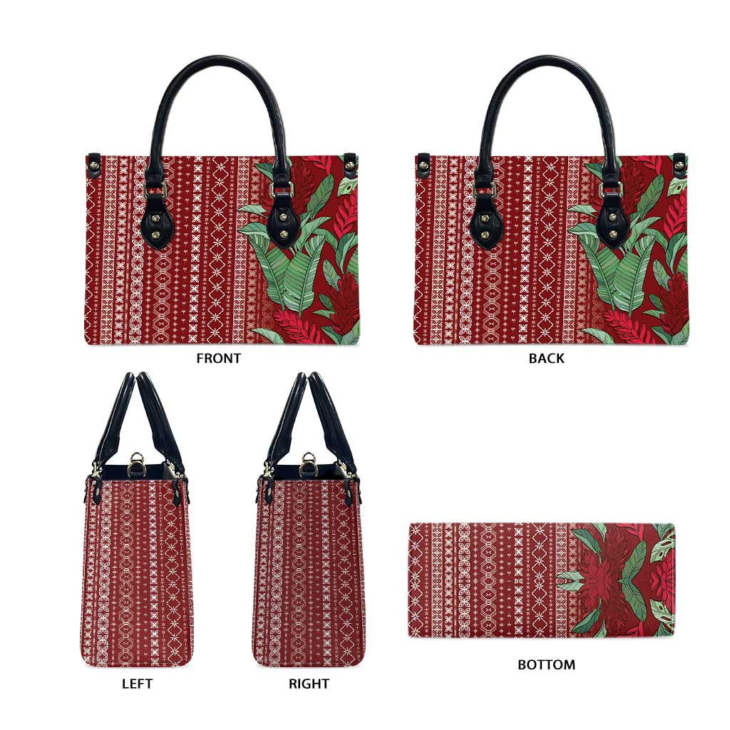 Women's Day Samoa Malu Tattoo Inspired Mix Teuila Leather Bag Scarlet