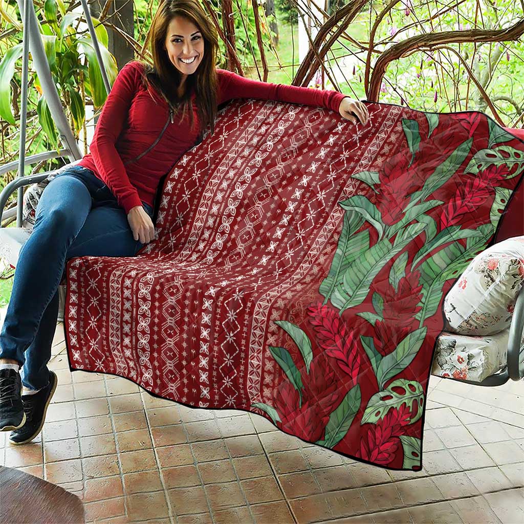 Women's Day Samoa Malu Tattoo Inspired Mix Teuila Quilt Scarlet