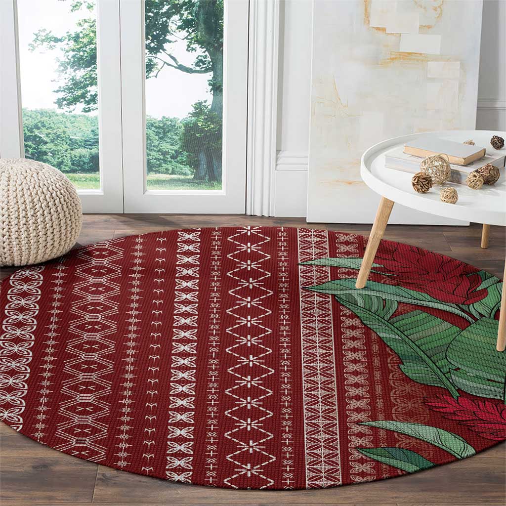 Women's Day Samoa Malu Tattoo Inspired Mix Teuila Round Carpet Scarlet