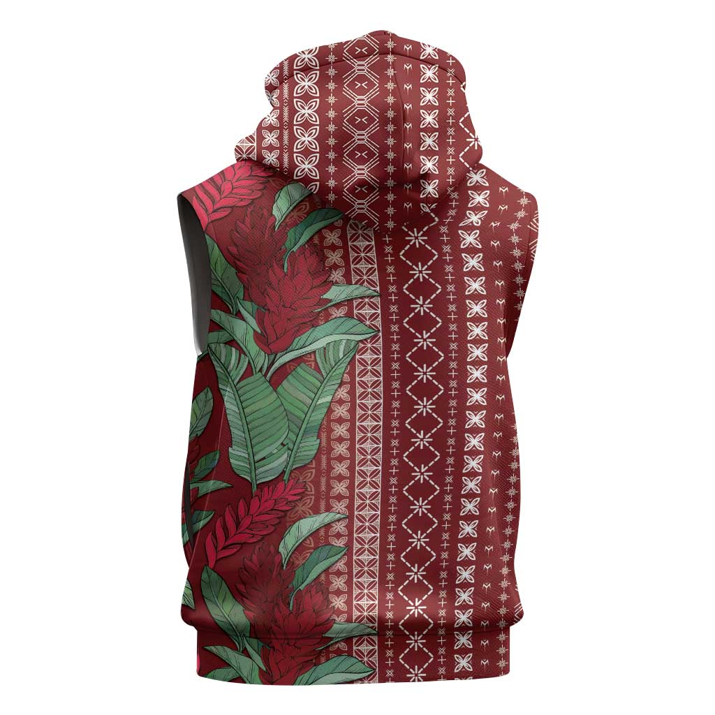 Women's Day Samoa Malu Tattoo Inspired Mix Teuila Sleeveless Hoodie Scarlet