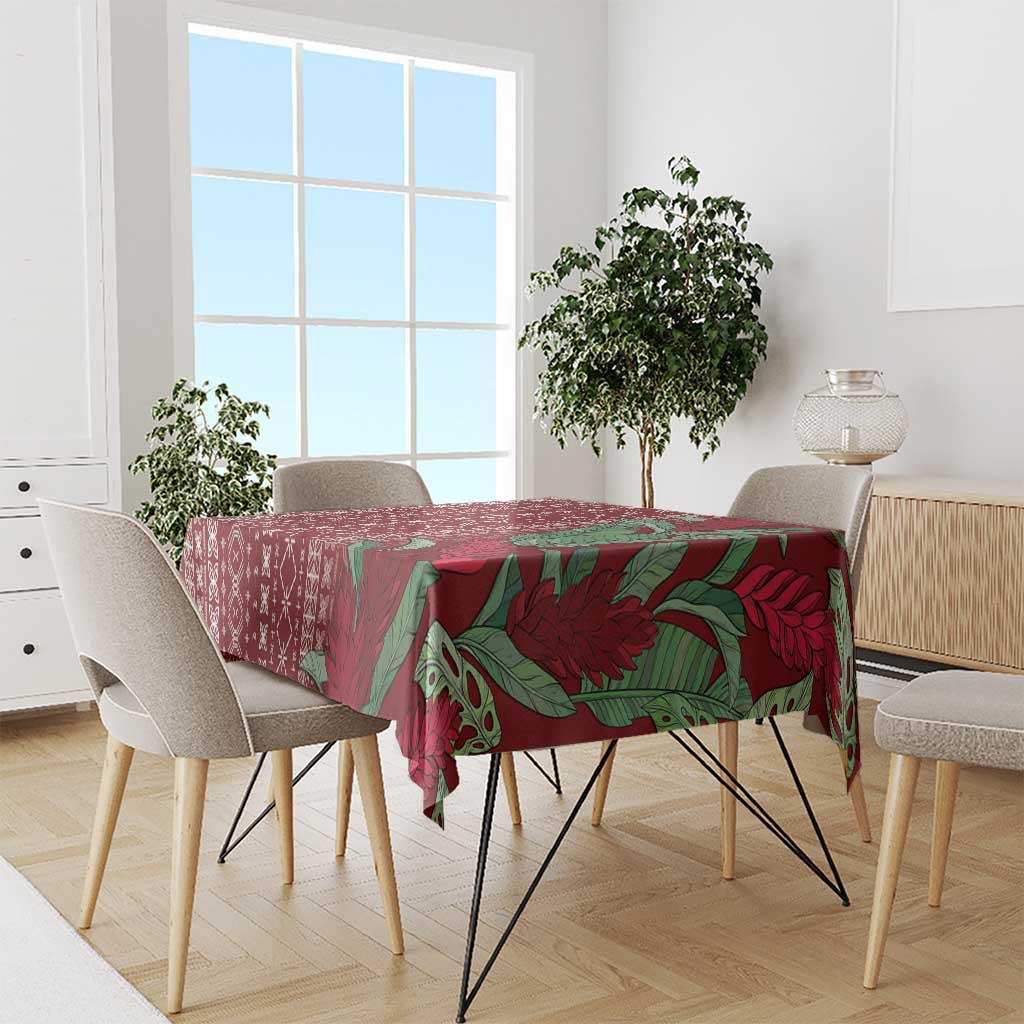 Women's Day Samoa Malu Tattoo Inspired Mix Teuila Tablecloth Scarlet