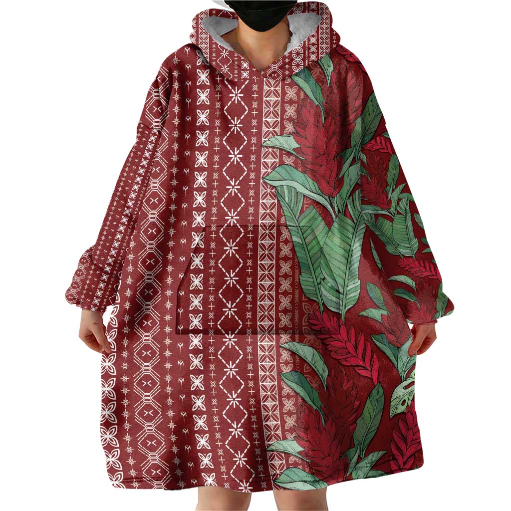 Women's Day Samoa Malu Tattoo Inspired Mix Teuila Wearable Blanket Hoodie Scarlet