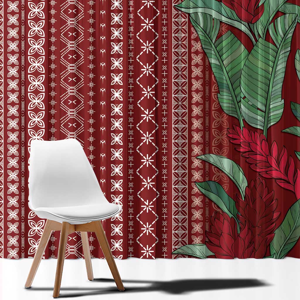 Women's Day Samoa Malu Tattoo Inspired Mix Teuila Window Curtain Scarlet