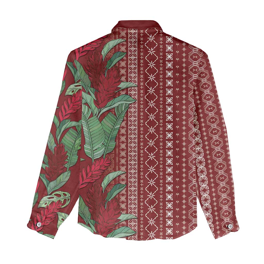 Women's Day Samoa Malu Tattoo Inspired Mix Teuila Women Casual Shirt Scarlet