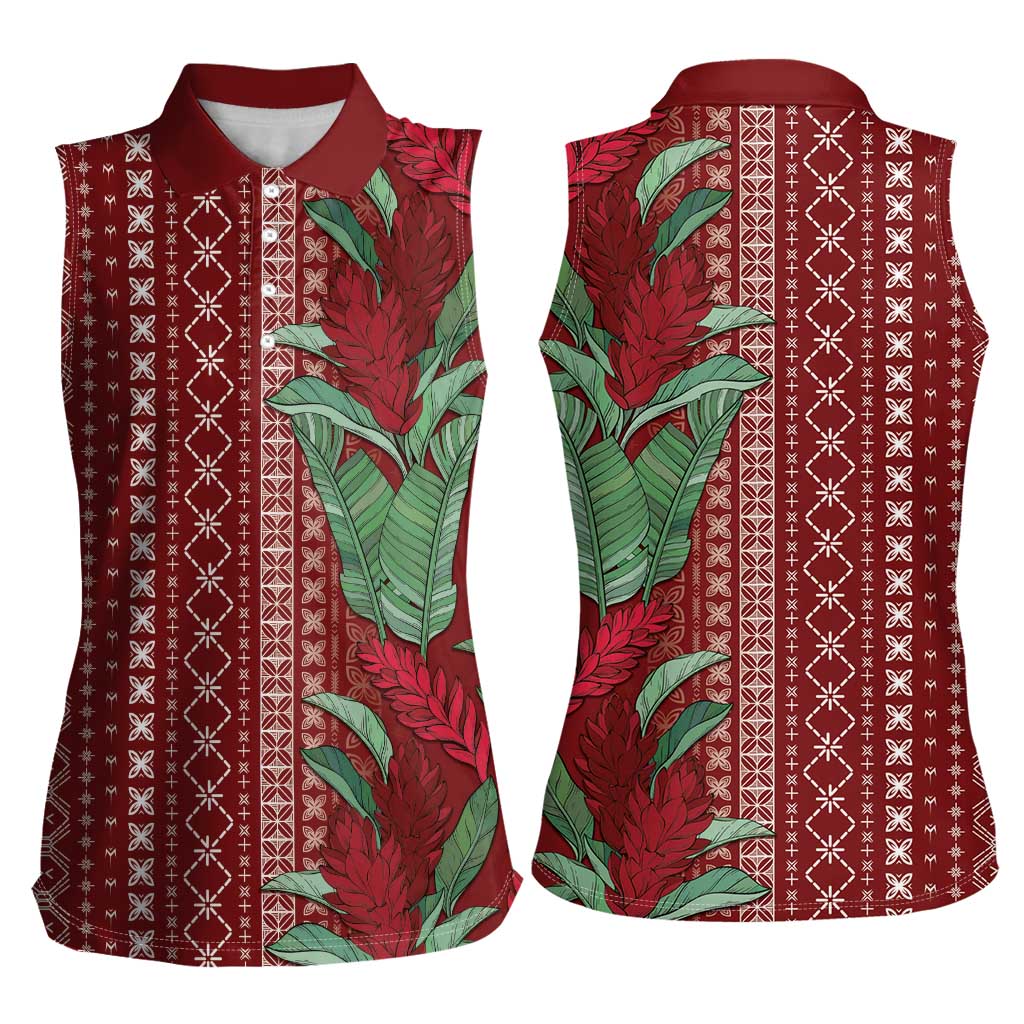 Women's Day Samoa Malu Tattoo Inspired Mix Teuila Women Sleeveless Polo Shirt Scarlet