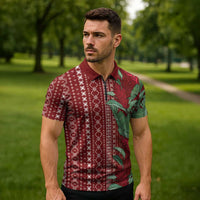 Women's Day Samoa Malu Tattoo Inspired Mix Teuila Zipper Polo Shirt Scarlet