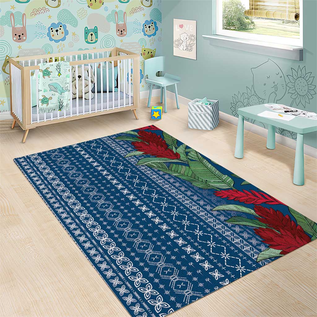 Women's Day Samoa Malu Tattoo Inspired Mix Teuila Area Rug Royal Blue