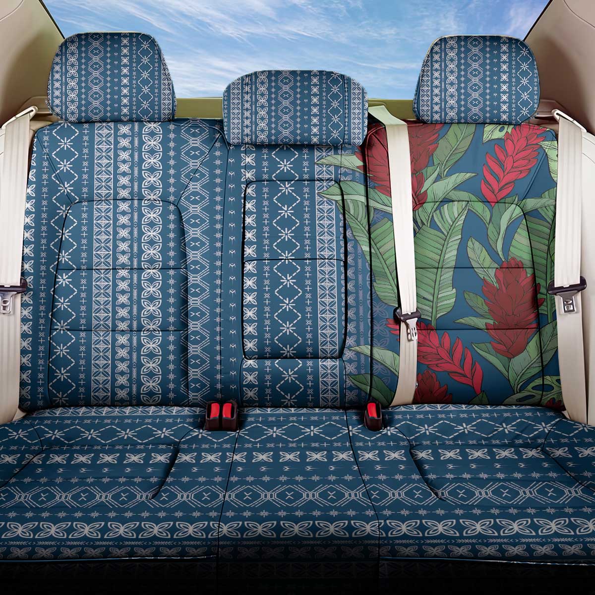 Women's Day Samoa Malu Tattoo Inspired Mix Teuila Back Car Seat Cover Royal Blue LT7 One Size Royal Blue - Polynesian Pride