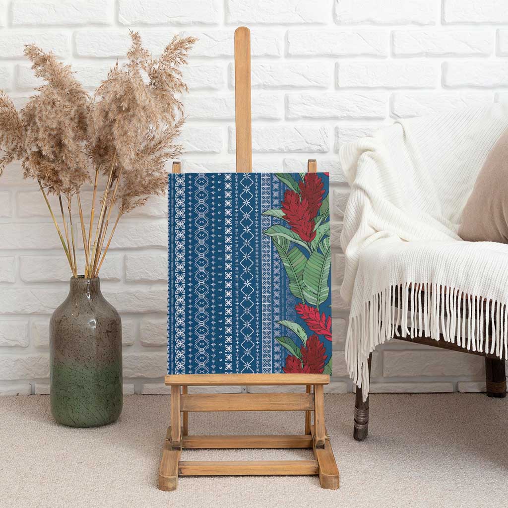 Women's Day Samoa Malu Tattoo Inspired Mix Teuila Canvas Wall Art Royal Blue