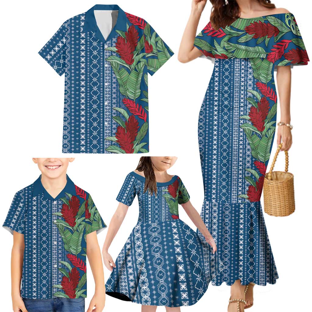 Women's Day Samoa Malu Tattoo Inspired Mix Teuila Family Matching Mermaid Dress and Hawaiian Shirt Royal Blue LT7 - Polynesian Pride