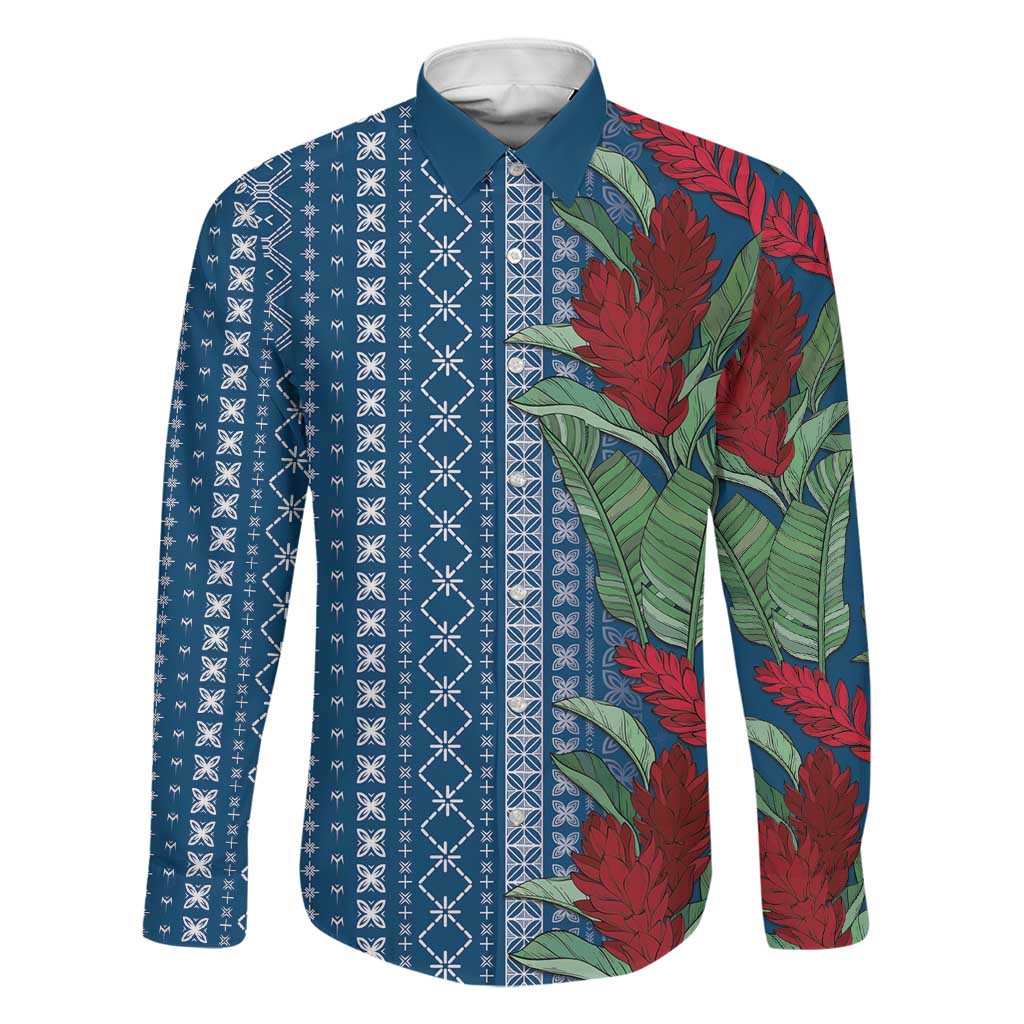Women's Day Samoa Malu Tattoo Inspired Mix Teuila Family Matching Mermaid Dress and Hawaiian Shirt Royal Blue LT7 Dad's Shirt - Long Sleeve Royal Blue - Polynesian Pride