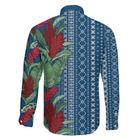 Women's Day Samoa Malu Tattoo Inspired Mix Teuila Family Matching Off The Shoulder Long Sleeve Dress and Hawaiian Shirt Royal Blue LT7 - Polynesian Pride