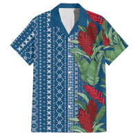 Women's Day Samoa Malu Tattoo Inspired Mix Teuila Family Matching Off Shoulder Maxi Dress and Hawaiian Shirt Royal Blue LT7 Dad's Shirt - Short Sleeve Royal Blue - Polynesian Pride