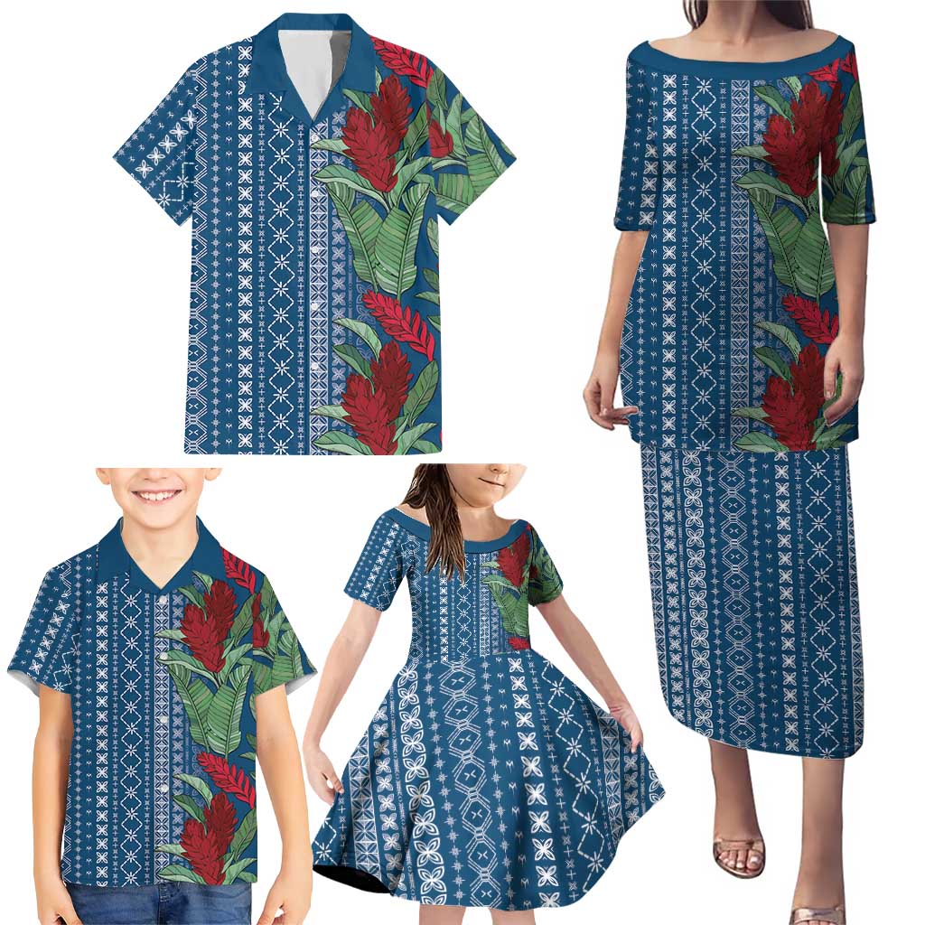 Women's Day Samoa Malu Tattoo Inspired Mix Teuila Family Matching Puletasi and Hawaiian Shirt Royal Blue