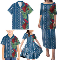 Women's Day Samoa Malu Tattoo Inspired Mix Teuila Family Matching Puletasi and Hawaiian Shirt Royal Blue