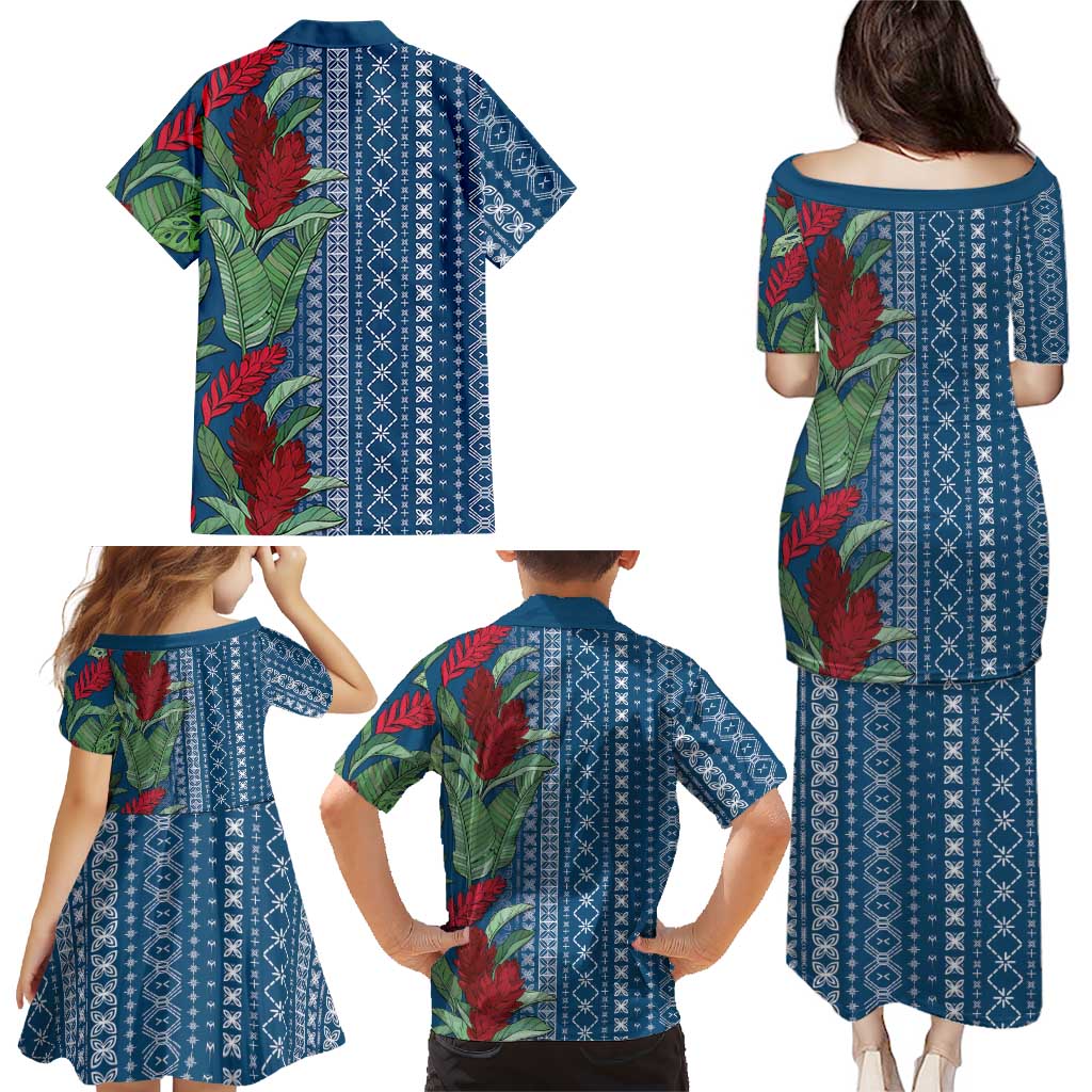 Women's Day Samoa Malu Tattoo Inspired Mix Teuila Family Matching Puletasi and Hawaiian Shirt Royal Blue