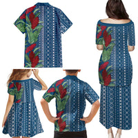Women's Day Samoa Malu Tattoo Inspired Mix Teuila Family Matching Puletasi and Hawaiian Shirt Royal Blue