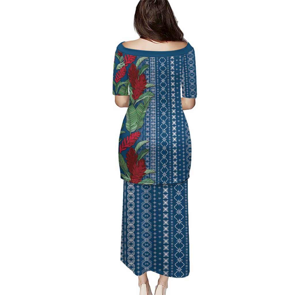 Women's Day Samoa Malu Tattoo Inspired Mix Teuila Family Matching Puletasi and Hawaiian Shirt Royal Blue