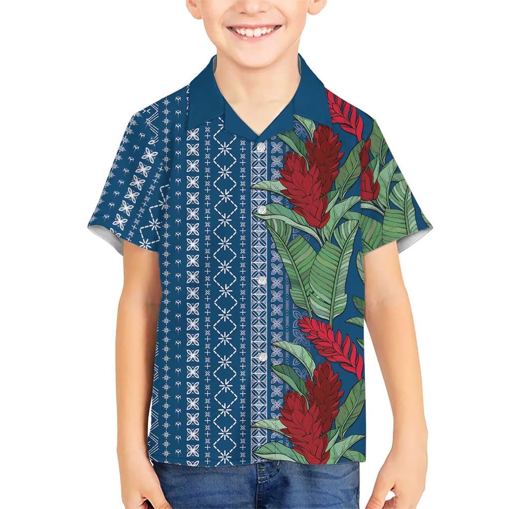 Women's Day Samoa Malu Tattoo Inspired Mix Teuila Family Matching Summer Maxi Dress and Hawaiian Shirt Royal Blue LT7 Son's Shirt Royal Blue - Polynesian Pride