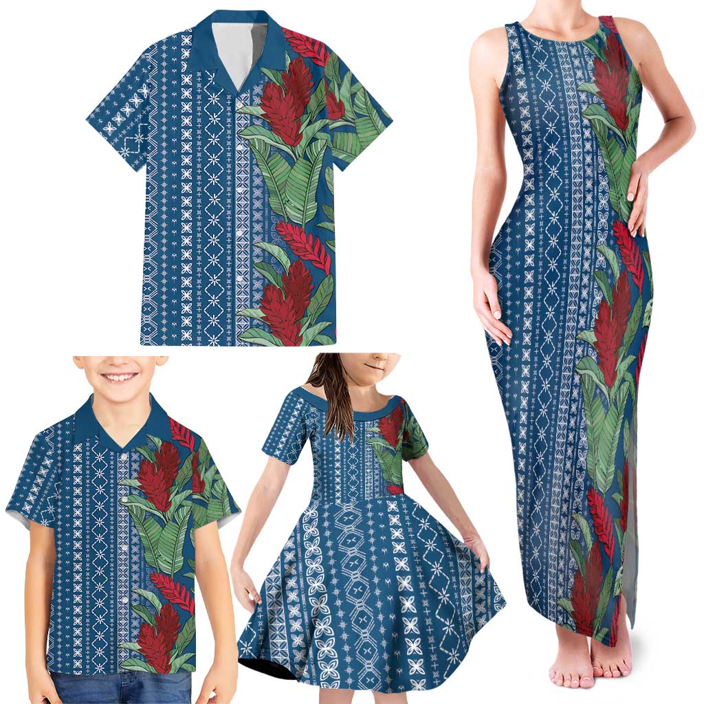 Women's Day Samoa Malu Tattoo Inspired Mix Teuila Family Matching Tank Maxi Dress and Hawaiian Shirt Royal Blue LT7 - Polynesian Pride