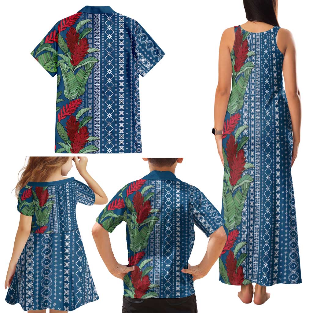 Women's Day Samoa Malu Tattoo Inspired Mix Teuila Family Matching Tank Maxi Dress and Hawaiian Shirt Royal Blue LT7 - Polynesian Pride
