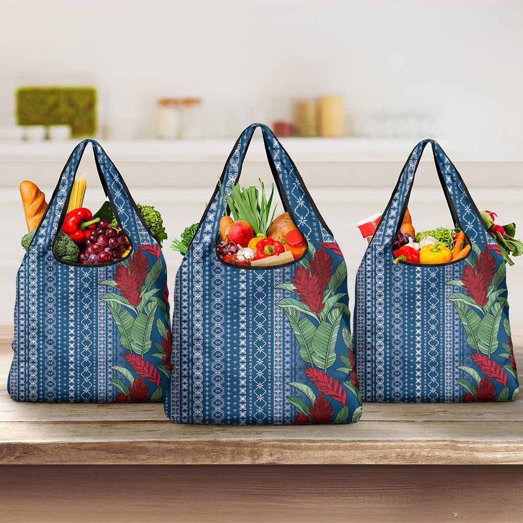 Women's Day Samoa Malu Tattoo Inspired Mix Teuila Grocery Bag Royal Blue