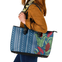 Women's Day Samoa Malu Tattoo Inspired Mix Teuila Leather Tote Bag Royal Blue
