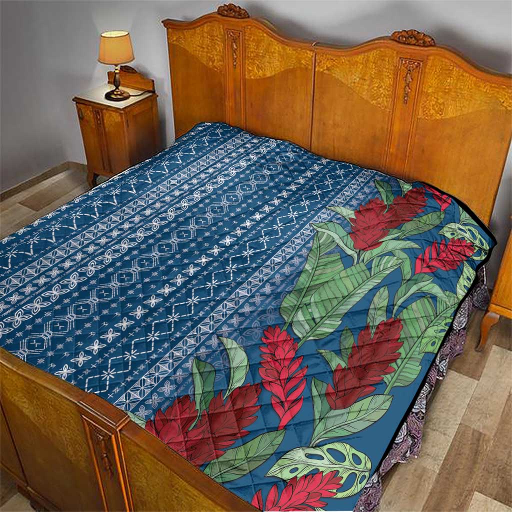 Women's Day Samoa Malu Tattoo Inspired Mix Teuila Quilt Royal Blue