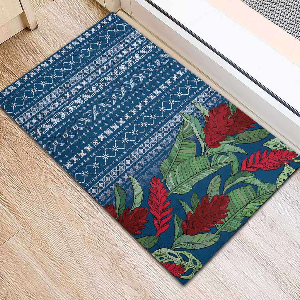 Women's Day Samoa Malu Tattoo Inspired Mix Teuila Rubber Doormat Royal Blue