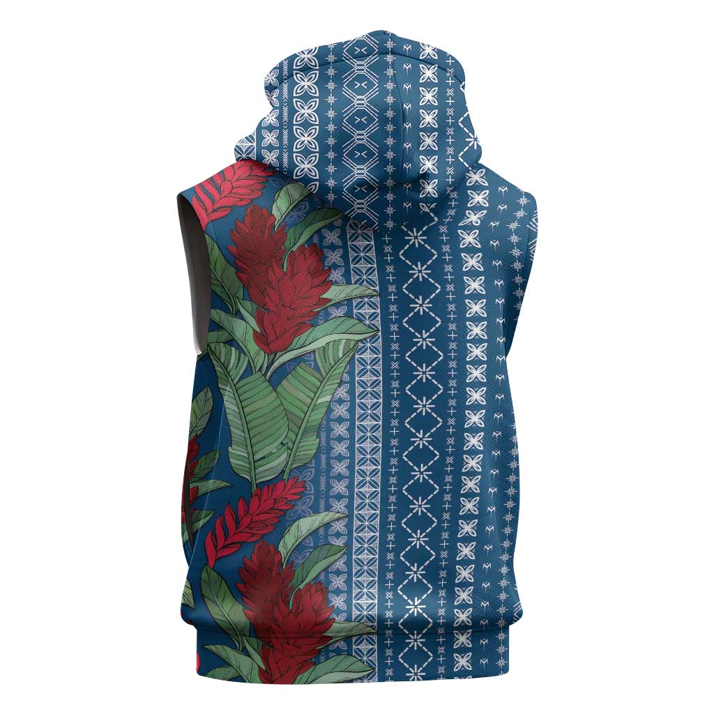 Women's Day Samoa Malu Tattoo Inspired Mix Teuila Sleeveless Hoodie Royal Blue