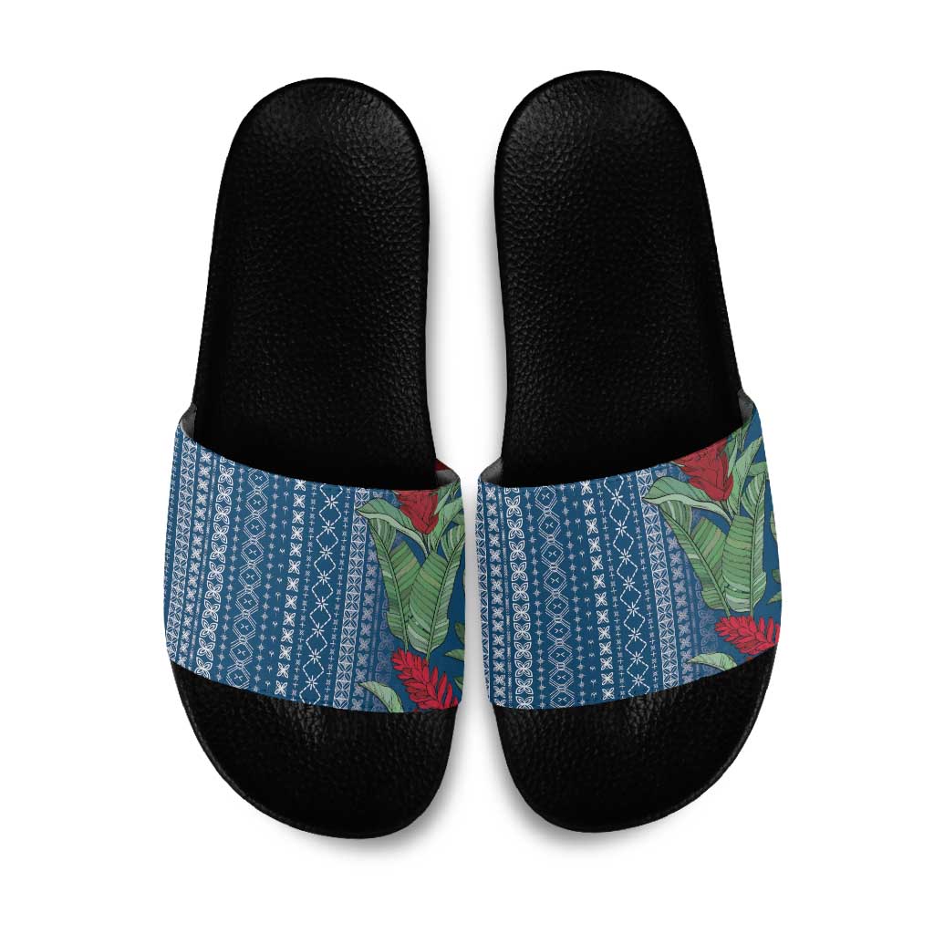 Women's Day Samoa Malu Tattoo Inspired Mix Teuila Slide Sandals Royal Blue