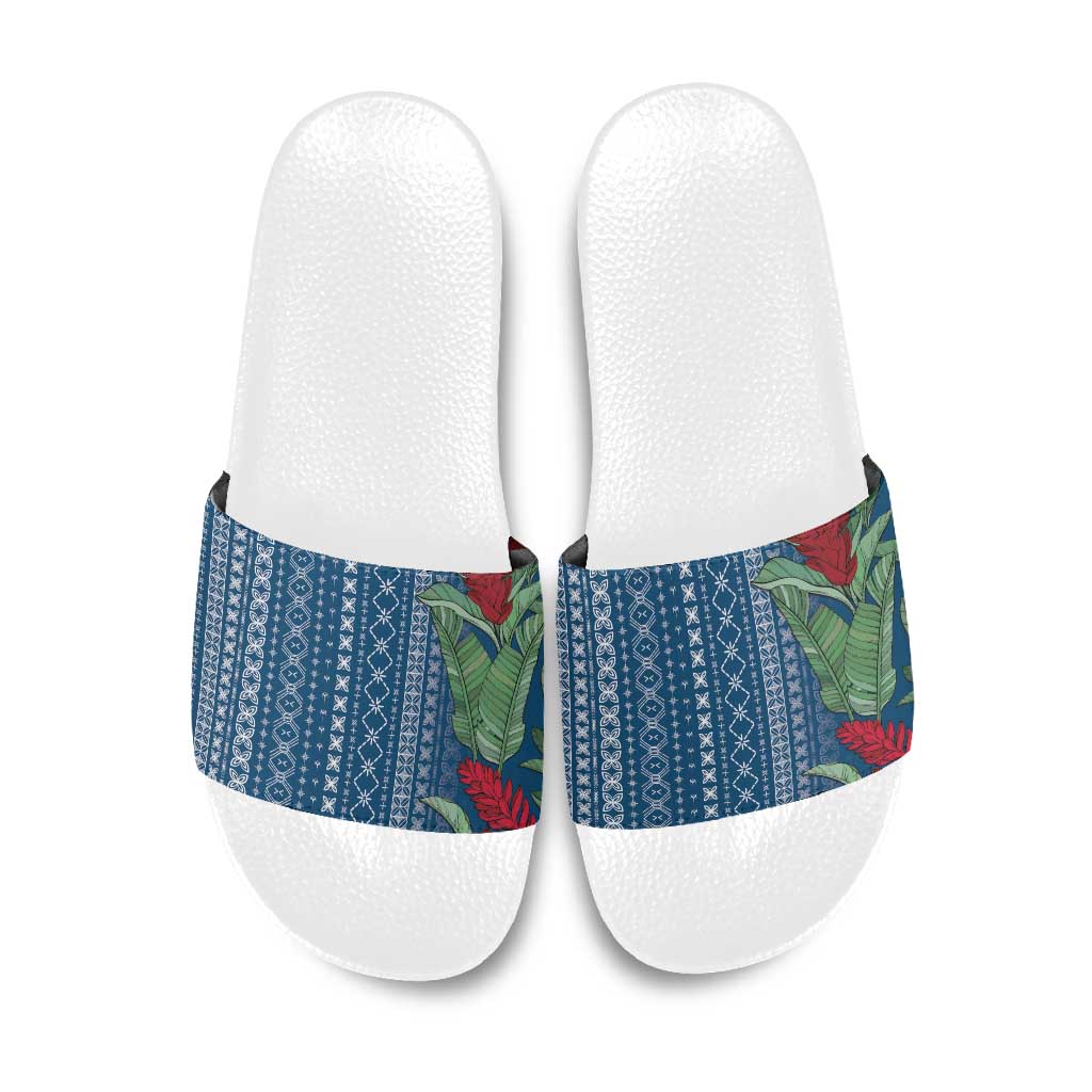 Women's Day Samoa Malu Tattoo Inspired Mix Teuila Slide Sandals Royal Blue